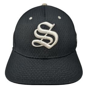 Stussy Capz Snapback Hat Black Embroidered Monogram Big S Logo 100% Polyester
